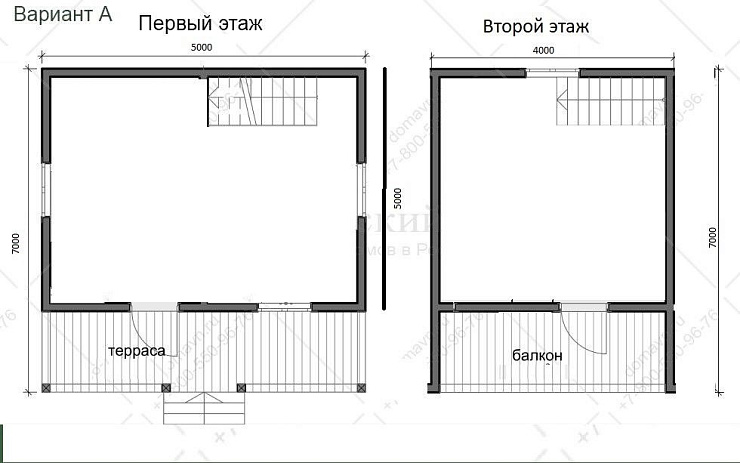 Садовый дом 5х7м, с мансардой, террасой 2х5м и балконом. 