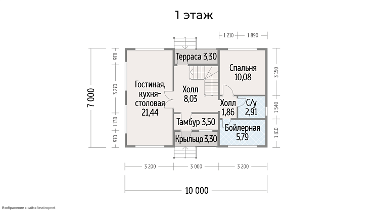 Каркасный дом 7х10м, 2 этажа