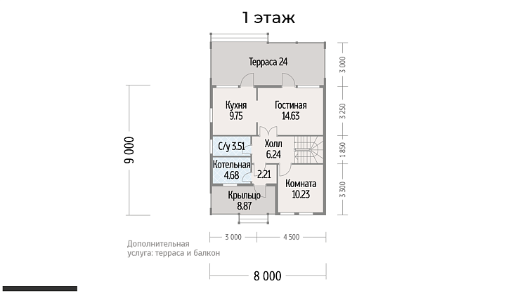 Коттедж в стиле БарнХаус 12х8м.